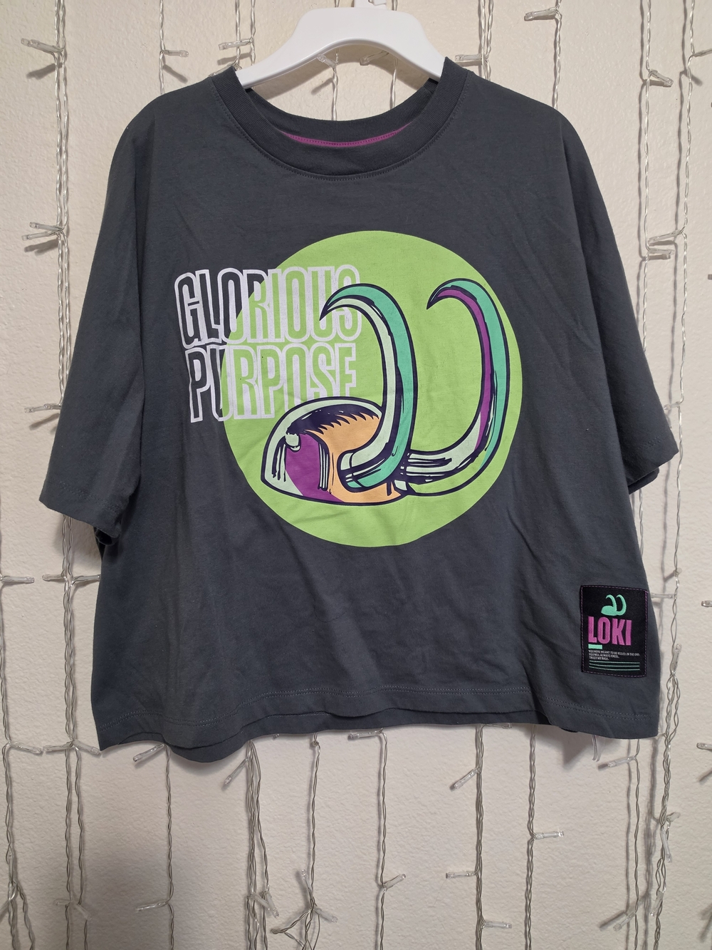 Loki Shirt Women Small Gray Glorious Purpose Marvel Avengers Boxy Disney